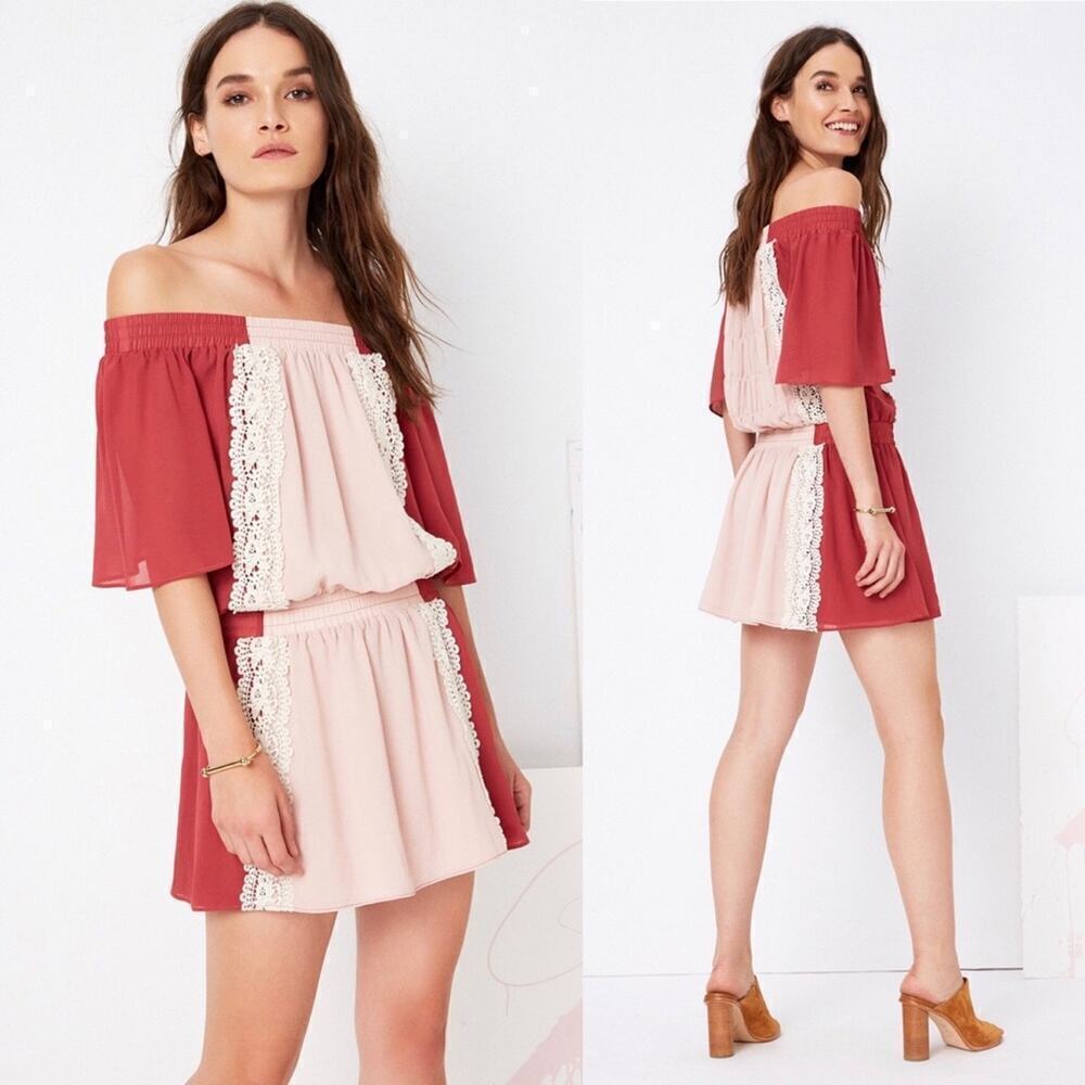 Tularosa Marietta off Shoulder Mini Lace Bohemian Dress XS